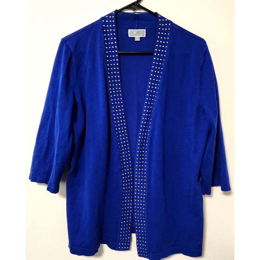 JM Collection Woman Cardigan Sweater Blue Size L